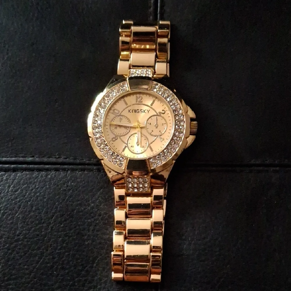 Women's Gold Watch with Crystal Detailing